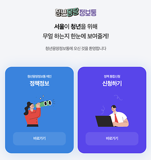 ▲ 청년 몽땅 정보통 포털 모습 (사진: https://youth.seoul.go.kr/index.do)